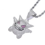 Hip Hop Zircon Little Devil Pendant Necklace for Men Women
