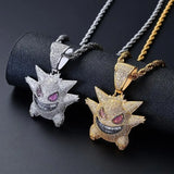 Hip Hop Zircon Little Devil Pendant Necklace for Men Women