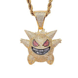 Hip Hop Zircon Little Devil Pendant Necklace for Men Women