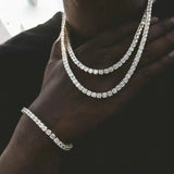 Hip Hop Iced Out 5MM Rhinestone Choker Tennis Chain Necklace