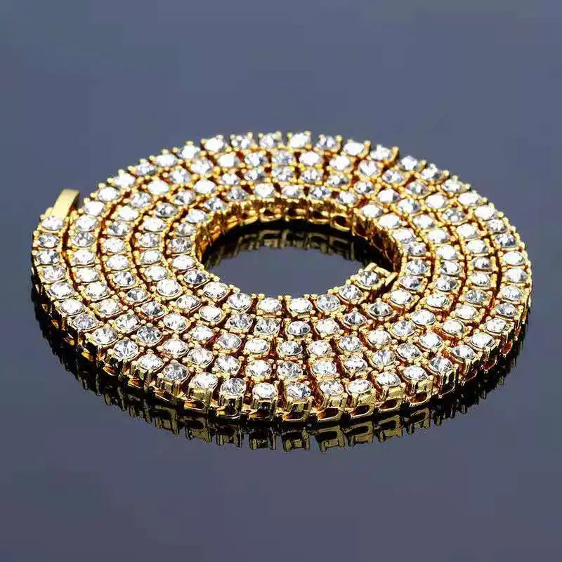 Hip Hop Iced Out 5MM Rhinestone Choker Tennis Chain Necklace