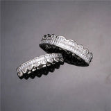 Hip Hop Iced Out Baguette Teeth Grillz Caps Set