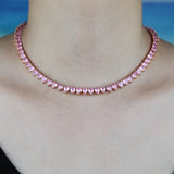 Hip Hop Iced Out Bling Zircon Heart Tennis Chain Necklace Women Jewelry