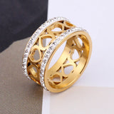Hip Hop Bling CZ Heart Ring Women Steel Engagement Jewelry