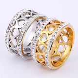Hip Hop Bling CZ Heart Ring Women Steel Engagement Jewelry