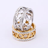 Hip Hop Bling CZ Heart Ring Women Steel Engagement Jewelry