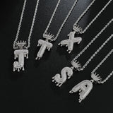 Hip Hop Iced Out Bling A-Z Drip Zircon Letters Necklaces For Men