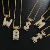 Hip Hop Iced Out Bling A-Z Drip Zircon Letters Necklaces For Men