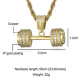 Hip Hop Iced Out Bling Rope Chain Dumbbell Hand Pendant Necklace