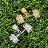 Hip Hop Iced Out Bling Rope Chain Dumbbell Hand Pendant Necklace