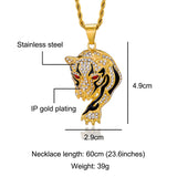 Hip Hop Bling Tiger Steel Pendant Necklace with Chains