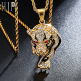 Hip Hop Bling Tiger Steel Pendant Necklace with Chains