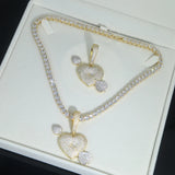 Hip Hop Women's CZ Heart Arrow Pendant Necklace