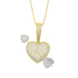 Hip Hop Women's CZ Heart Arrow Pendant Necklace