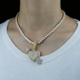 Hip Hop Women's CZ Heart Arrow Pendant Necklace