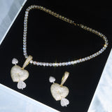 Hip Hop Women's CZ Heart Arrow Pendant Necklace