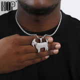 Hip Hop Iced Out CZ Goat Pendant Necklace for Men