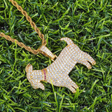 Hip Hop Iced Out CZ Goat Pendant & Necklace Combo