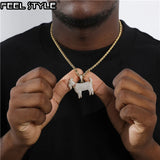 Hip Hop Iced Out CZ Goat Pendant & Necklace Combo