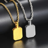 Hip Hop Zirconia Pendant Necklace Men Stainless Steel Rope Chain