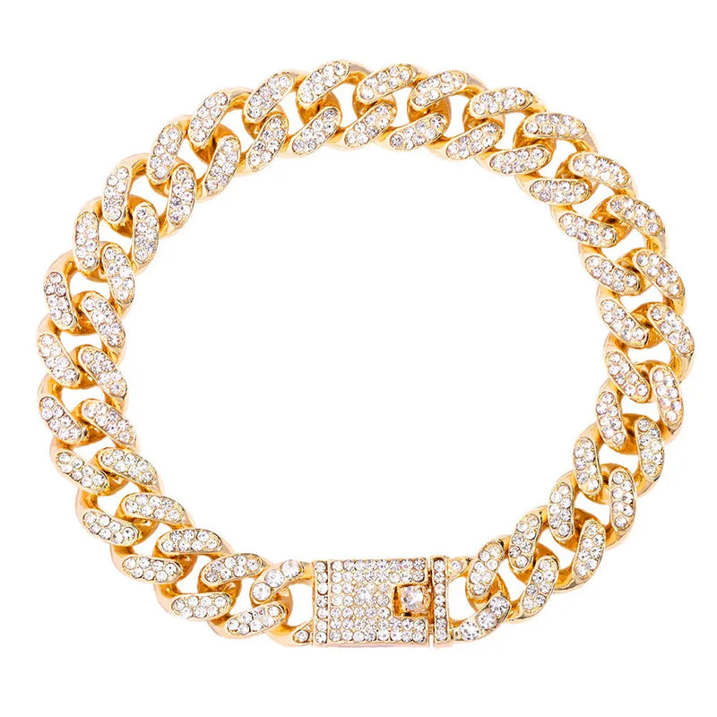 Hip Hop Rhinestone Cuban Chain Anklet Bracelet Silver Crystal Foot Jewelry