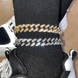 Hip Hop Rhinestone Cuban Chain Anklet Bracelet Silver Crystal Foot Jewelry