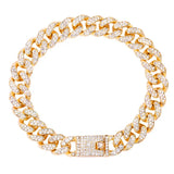 Hip Hop Rhinestone Cuban Chain Anklet Bracelet Silver Crystal Foot Jewelry