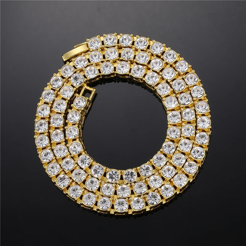 Hip Hop Iced Out Tennis Chain Necklace 3MM 4MM 5MM Mens Necklaces 1 Row
