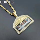 Hip Hop Iced Out Last Supper Pendant Stainless Steel Cross Necklace