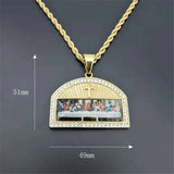 Hip Hop Iced Out Last Supper Pendant Stainless Steel Cross Necklace