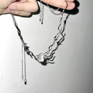 Y2K Jellyfish Tassel Chain Necklace Vintage Choker Jewelry