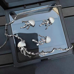Y2K Jellyfish Tassel Chain Necklace Vintage Choker Jewelry