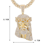 Hip Hop Jesus Pendant Cuban Chain Necklace Men Ice Out Shining Crystal