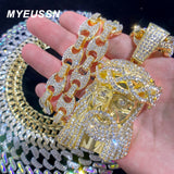 Hip Hop Jesus Pendant Cuban Chain Necklace Men Ice Out Shining Crystal
