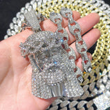 Hip Hop Jesus Pendant Cuban Chain Necklace Men Ice Out Shining Crystal