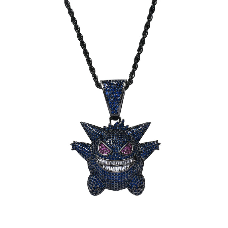 Hip Hop Jewelry Brass CZ Cartoon Pendant Cubic Zircon Necklace Men Gift
