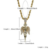 Mens Iced Out Zircon Angel Pendant Necklace