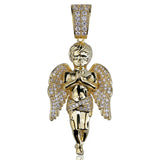 Mens Iced Out Zircon Angel Pendant Necklace