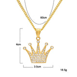 Hip Hop King Crown Pendant Necklace Stainless Steel Iced Out Rhinestone Charm
