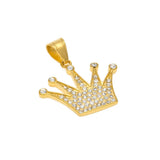 Hip Hop King Crown Pendant Necklace Stainless Steel Iced Out Rhinestone Charm