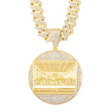 Hip Hop Last Supper Pendant Iced Out Chain Necklace And Bracelet