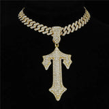 Hip Hop Cross Sword Necklace with 13mm Cuban Chain Rapper Pendant