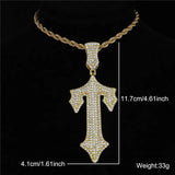 Hip Hop Cross Sword Necklace with 13mm Cuban Chain Rapper Pendant