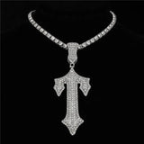 Hip Hop Cross Sword Necklace with 13mm Cuban Chain Rapper Pendant