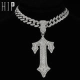 Hip Hop Cross Sword Necklace with 13mm Cuban Chain Rapper Pendant