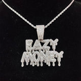 Hip Hop Letter Pendant Necklace Easy Money Chain Bling Cuban Necklaces