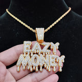 Hip Hop Letter Pendant Necklace Easy Money Chain Bling Cuban Necklaces