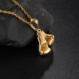 Hip Hop Boxing Pendant Stainless Steel Necklace Men Women