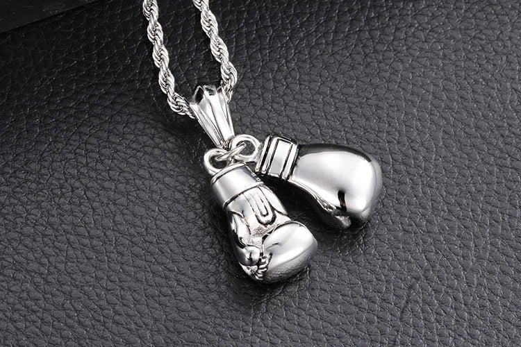 Hip Hop Boxing Pendant Stainless Steel Necklace Men Women