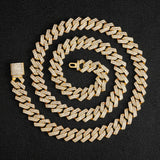Hip Hop Men Chain 15MM Prong Cuban Chain 2 Row Iced Out Men's Necklace
